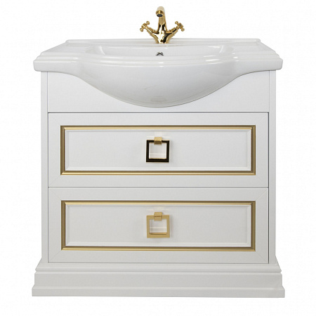 Тумба с раковиной Tessoro Foster TS-F9080-C-W-G 80 белый с патиной золото