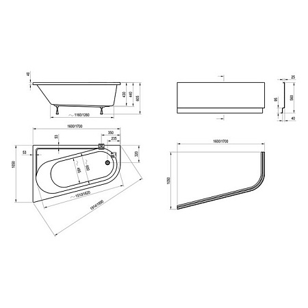 Ванна акриловая Ravak Chrome CA61000000 160x105 R