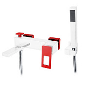 Смеситель Boheme Q 143-CRR для ванны с душем, хром/красный