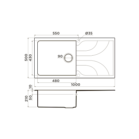 Кухонная мойка Omoikiri Yasugata 100-BE 50x100x21 ваниль