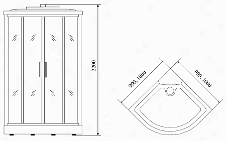 Душевая кабина Timo Standart T-1109 90x90x220 тонированное стекло/хром матовый