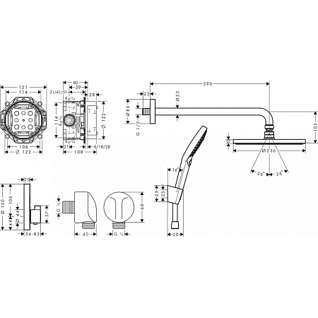 Душевой комплект Hansgrohe Raindance S 27959670 черный матовый