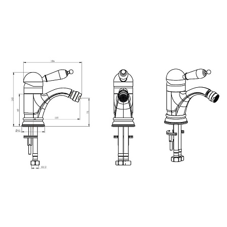 Смеситель Boheme Crystal 306-CRST для биде, бронза