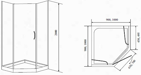 Душевой уголок Timo BY BY-839/90C 90x90x200 с поддоном, прозрачное/хром