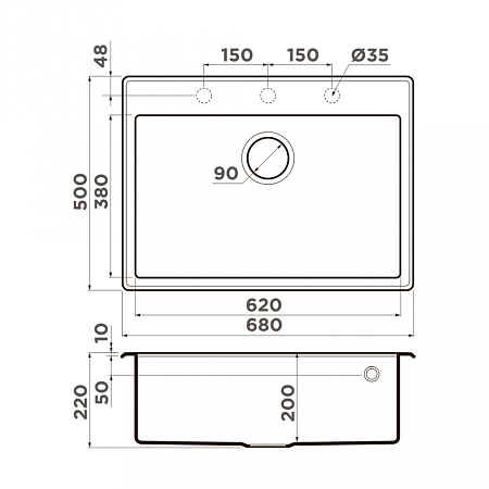 Кухонная мойка Omoikiri Tedori 68-WH 68х50 белый