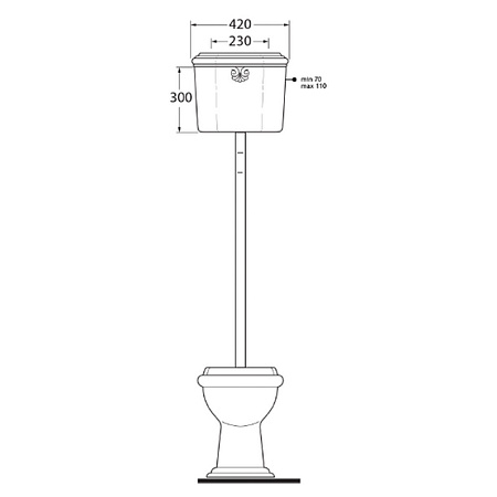 Унитаз напольный с высоким бачком Migliore Impero ML.IMP-25.311.BI горизонтальный выпуск, хром