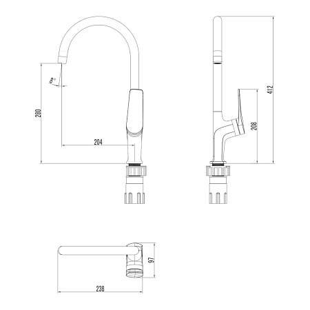 Смеситель Lemark Bronx LM3705GM для кухонной мойки, графит