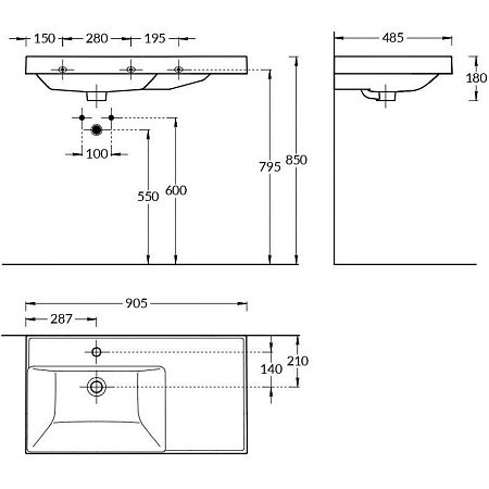 Раковина La Fenice Cubo CU.NN.90L 90 L белый