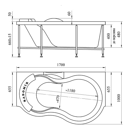 Панель фронтальная Radomir Паллада 1-21-0-1-0-034 170 R